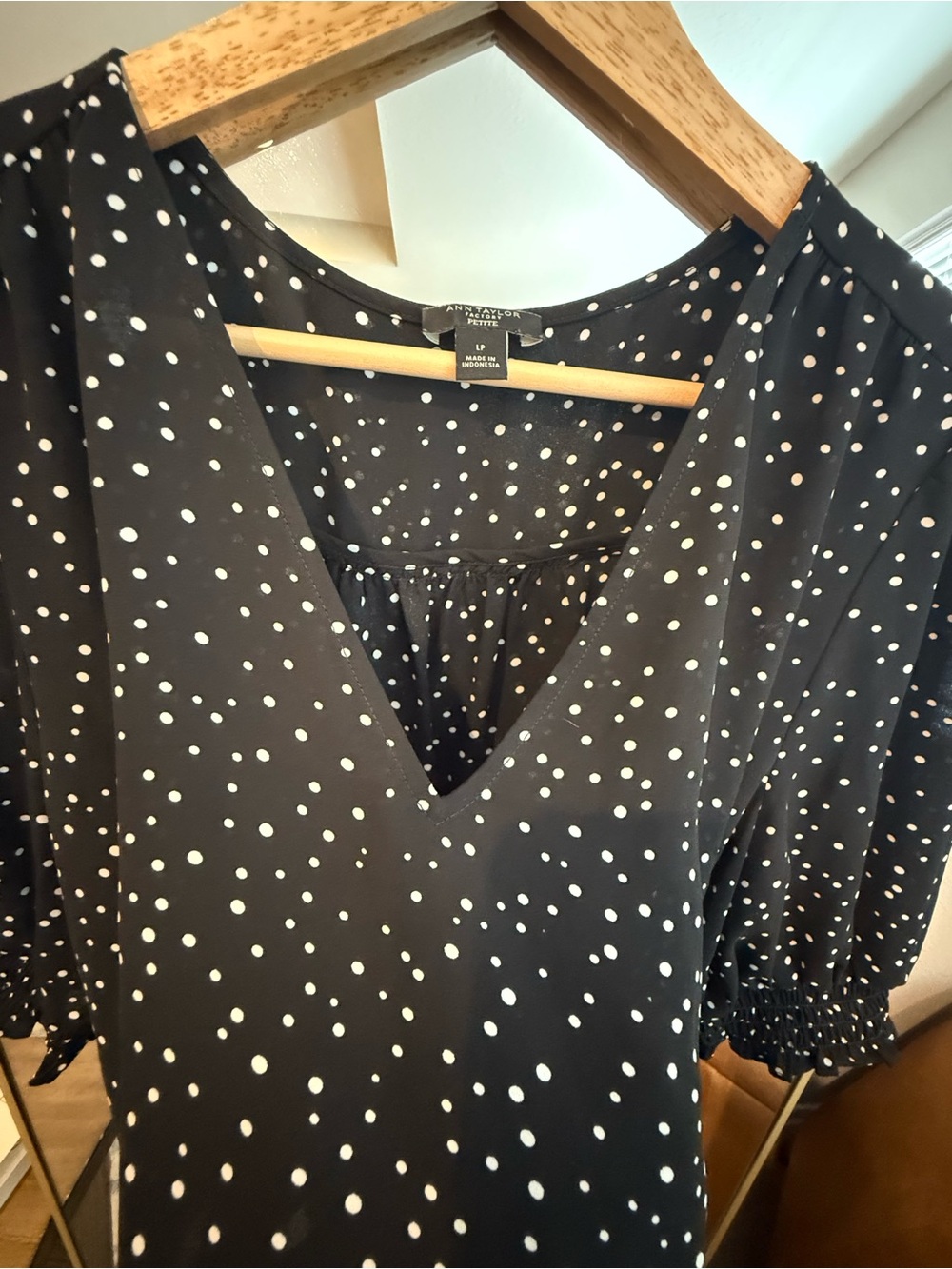 Ann Taylor Factory Black and White Polka Dot Petite Dress